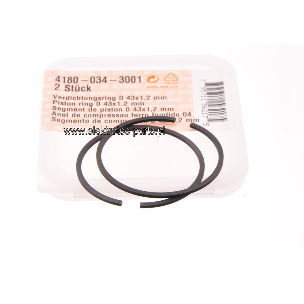 Pierścień tłokowy Ø 43x1,2 mm STIHL  4180-034-3001